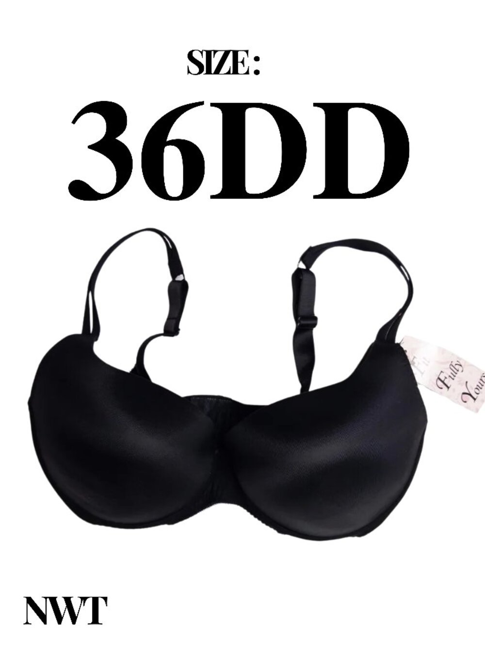 Fit Fully Yours — NWT — Aisha Push-Up Underwire Bra Black — Size 36DD
